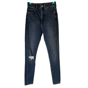 Express Medium Wash Distressed Super High Rise Skinny Jean Size 00R